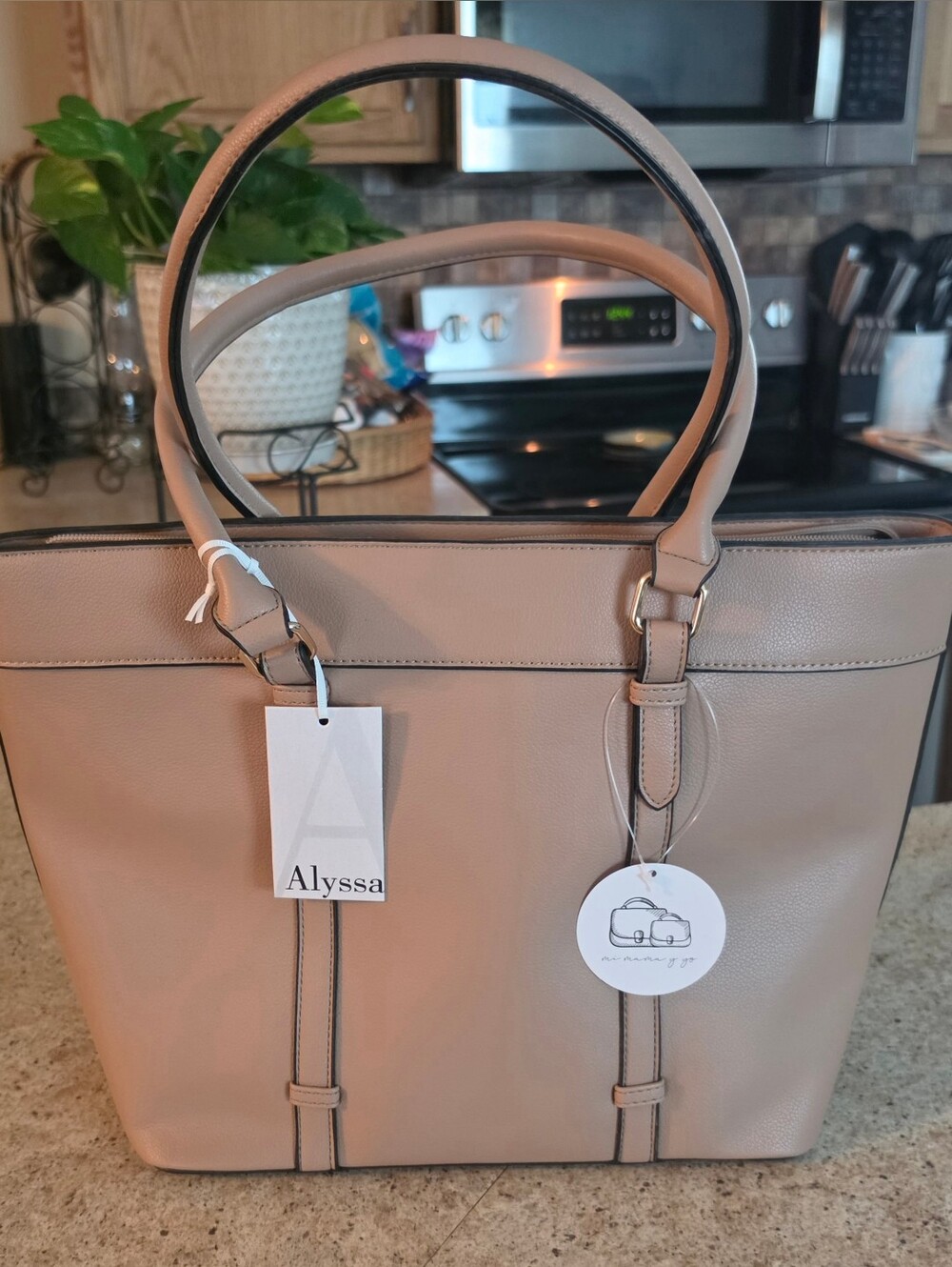 Alyssa Women's Mommy And Me Taupe Tote Handbag - New